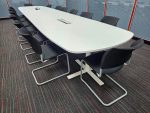 Kinnarps Large Boardroom Meeting Table w/ 14 Stacking Black Fabric Chairs - Set - Image 7