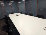 Kinnarps Large Boardroom Meeting Table w/ 14 Stacking Black Fabric Chairs - Set - Image 9