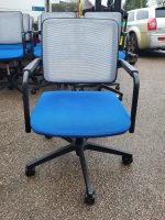 RIM Conference Chairs Blue Fabric Black Mesh Swivel Base on Castors - Set of 10 - Image 9