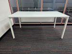 Modern White Office Desk Workstation with Cable Management and Modesty Panel