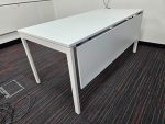 Modern White Office Desk Workstation with Cable Management and Modesty Panel - Image 2