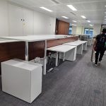 Electric Double Desk Height Adjustable 8 Person Workstation - 4 Office Desks