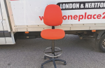 Draughtsman Red Chair Height Adjustable Office High Stool with Foot Ring