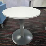 Kinnarps Round Office Circular Table w/ White Top and Steel Pillar Base - 70 cm