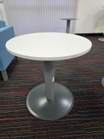 Kinnarps Round Office Circular Table w/ White Top and Steel Pillar Base - 70 cm