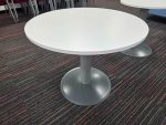 Kinnarps Round Office Circular Table w/ White Top and Steel Pillar Base - 90 cm