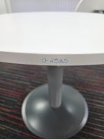 Kinnarps Round Office Circular Table w/ White Top and Steel Pillar Base - 90 cm - Image 2