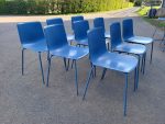 Used Frederica Pato Chair - Set of 9  Stackable Office / Lounge Blue Chairs