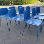 Used Frederica Pato Chair - Set of 9  Stackable Office / Lounge Blue Chairs