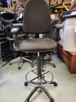 Draughtsman Grey Chair Height Adjustable Office High Stool with Foot Ring