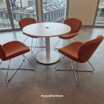 Senator Circular Meeting Table Round Conference with 4 Edge Chairs Office Set