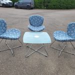 Chrome Coffee Table + 3x Edge Modern Breakout Fabric Tub Chairs - Office Lounge