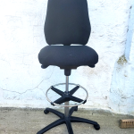 Draughtsman Chair Height Adjustable Office High Stool with Foot Ring - Black