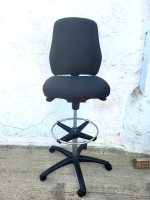 Draughtsman Chair Height Adjustable Office High Stool with Foot Ring - Black