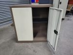 BISLEY Storage Brown Cupboard – Medium Size Lockable Office Cabinet with Shelf