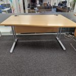 Wave Office Desk 140cm Beech Ergonomic Workstation  + Mobile Pedestal Drawer