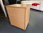 Wave Office Desk 140cm Beech Ergonomic Workstation  + Mobile Pedestal Drawer - Image 5