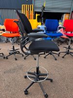 Humanscale Freedom Draughtsman Chair Tall Ergonomic Drafting Stool - Black - Image 16