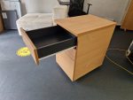 Wave Office Desk 140cm Beech Ergonomic Workstation  + Mobile Pedestal Drawer - Image 8