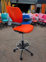 Humanscale Freedom Draughtsman Chair Tall Ergonomic Drafting Stool - Orange - Image 2