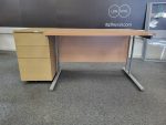 Wooden Office Desk Beech Effect with Lockable Pedestal Cabinet – 120cm Wide - Image 2