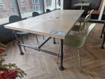 Large Industrial Meeting Table Reclaimed Oak Steel Frame 8–10 Seater - 280cm - Image 4