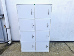 8 Door White Wooden Locker Unit Lockable Shelves Fully Assembled Gym / Office