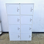 8 Door White Wooden Locker Unit Lockable Shelves Fully Assembled Gym / Office