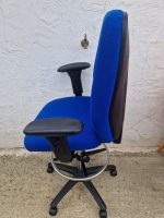 Used Draughtsman Chair High Back Ergonomic Swivel With Adjustable Foot Ring-Blue - Image 2