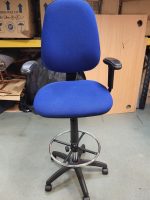 Draughtsman Chair Height Adjustable Office High Stool with Foot Ring - Blue