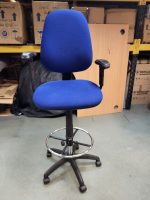Draughtsman Chair Height Adjustable Office High Stool with Foot Ring - Blue - Image 3
