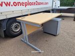 Used Beech Office Desk 120cm w/ Lockable Mobile Pedestal & Drawers - Image 3