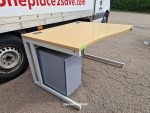 Used Beech Right-Hand Wave Office Desk 120cm w/ Lockable Mobile Pedestal - Image 4