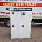 Used Lockable Wooden Locker Cabinet 4- Door White Staff/Laptop Storage