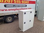 Used Lockable Wooden Locker Cabinet 4- Door White Staff/Laptop Storage - Image 2