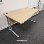 Used Beech Office Desk 140cm with Drawers Left-Hand Wave & Lockable Pedestal