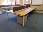 Office Bench Desk + Screens + Lockable Mobile Pedestal Cabinets 160cm per person