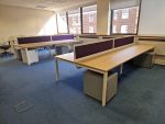 Office Bench Desk + Screens + Lockable Mobile Pedestal Cabinets 160cm per person - Image 2