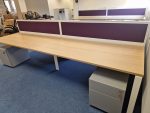 Office Bench Desk + Screens + Lockable Mobile Pedestal Cabinets 160cm per person - Image 5