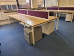 Office Bench Desk + Screens + Lockable Mobile Pedestal Cabinets 160cm per person - Image 12