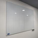 Glass Whiteboard Dry Erase Board Wall Mounted Frameless + Free Pens + Raiser Set