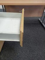 Wooden Office Desk Beech Effect with Lockable Pedestal Cabinet – 120cm Wide - Image 29