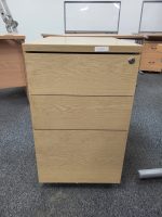 Wooden Office Desk Beech Effect with Lockable Pedestal Cabinet – 120cm Wide - Image 32
