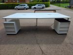 Used 4-Person Bench Desk 1400mm White with Cable Tray & Screen – UK Delivery - Image 3