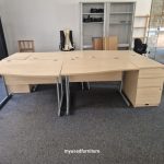 Left-Hand Office Wave Desk With Matching Extending Lockable Cabinet –  120cm