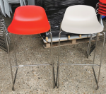 Boss Design Loop Bar Stools Set of 6 Red Shell Chrome Frame Modern Stackable