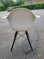 Vitra DAW Armchairs White Shell Navy Blue Upholstered Seats - Set of 3 Chairs - Image 8