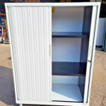 Tambour Storage Cabinet Lockable Sliding Door Office Cupboard Adjustable Shelves