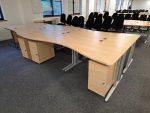 Office Wood Desk with Cable Management, Left Hand + Mobile Lockable Pedestal - Image 4