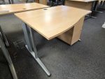 Office Wood Desk with Cable Management, Left Hand + Mobile Lockable Pedestal - Image 7